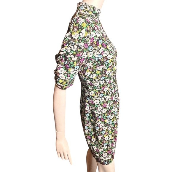 Nasty Gal Size 4 Bloom To Grow Floral Mini Dress Ruched Sleeves Wrap Skirt Green - Picture 7 of 16